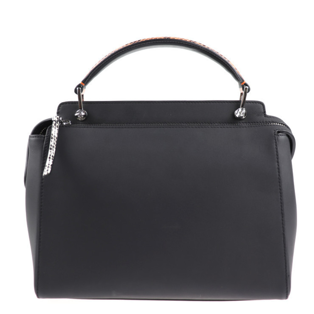 Fendi Handbag Leather Python Black Orange - image 3